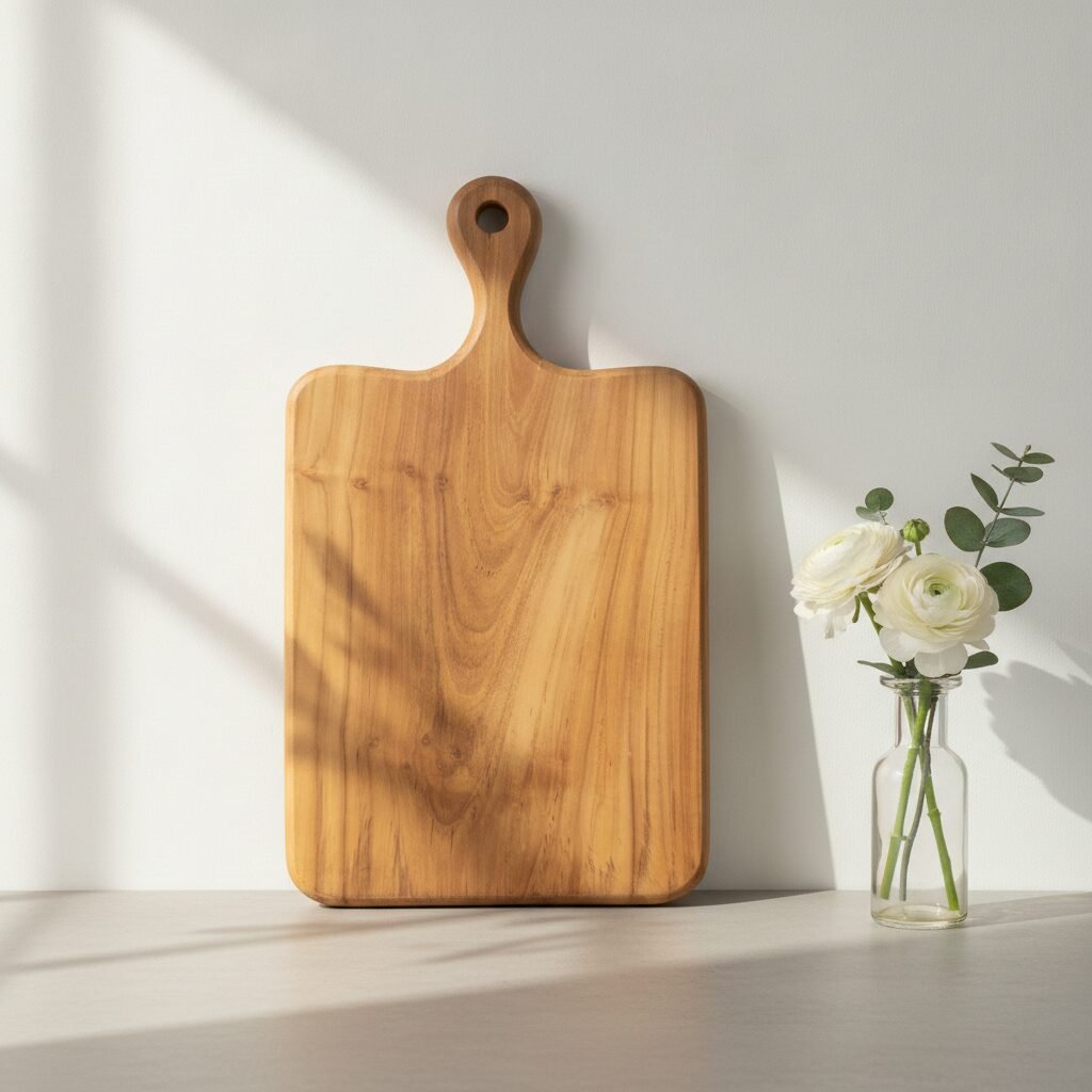 10×14×1 inch wooden charcuterie cutting board with handle for serving cheese, snacks and appetizers