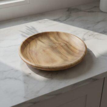 Premium 9-inch teak wood plates, set of six, made from single-block solid hardwood