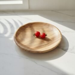 Teak Wood Plates – 9 Inch Wooden Dinner Plates (Set of 6) Single Block Wooden construction