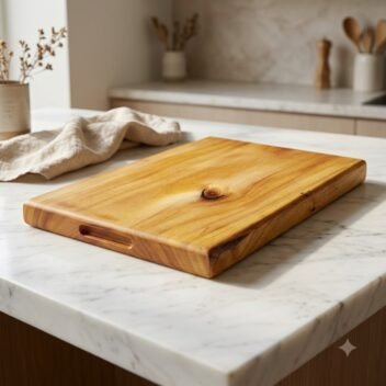 Wooden chopping board on countertop – Jackwood Chopping Board