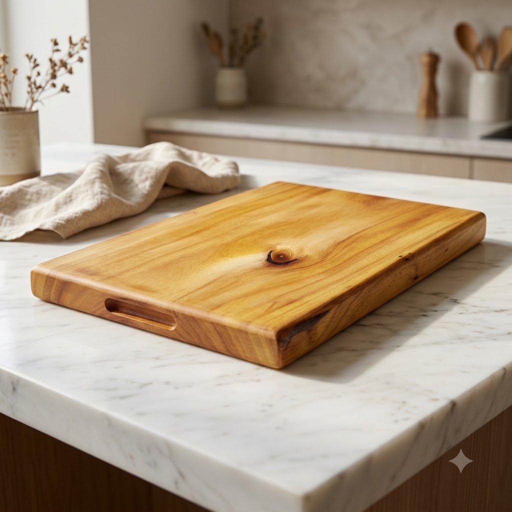 Wooden chopping board on countertop – Jackwood Chopping Board